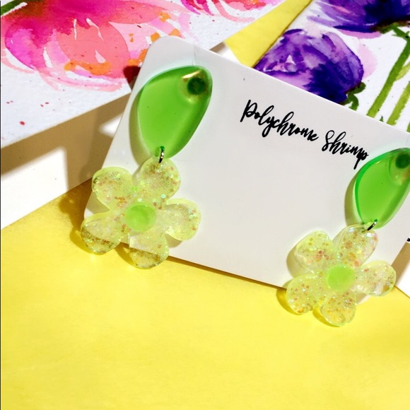 Fluorescent Flower Earrings - Picture 1 of 1